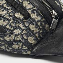 Pre Owned Dior Navy Blue Oblique Canvas Scarab Crossbody Bag