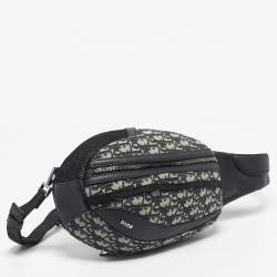 Pre Owned Dior Navy Blue Oblique Canvas Scarab Crossbody Bag