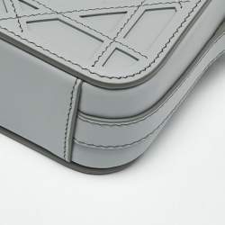Pre Owned Dior Grey Cosmo Laser Cut Cannage Leather Mini Dior Charm Shoulder Bag