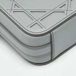 Pre Owned Dior Grey Cosmo Laser Cut Cannage Leather Mini Dior Charm Shoulder Bag
