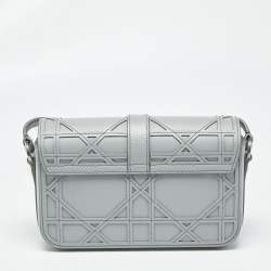 Pre Owned Dior Grey Cosmo Laser Cut Cannage Leather Mini Dior Charm Shoulder Bag