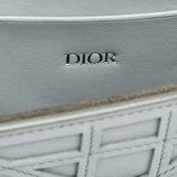 Pre Owned Dior Grey Cosmo Laser Cut Cannage Leather Mini Dior Charm Shoulder Bag