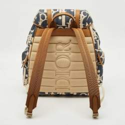 مملوكة مسبقًا حقيبة ظهر ديور دينيم أوبليك أزرق/بيج ورافيا هيت ذا رود