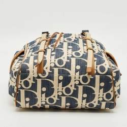 مملوكة مسبقًا حقيبة ظهر ديور دينيم أوبليك أزرق/بيج ورافيا هيت ذا رود