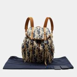 مملوكة مسبقًا حقيبة ظهر ديور دينيم أوبليك أزرق/بيج ورافيا هيت ذا رود