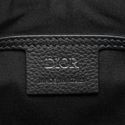 Pre Owned Dior Navy Blue Oblique Canvas and Leather Saddle Messenger Bag