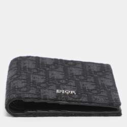 Pre Owned Dior Black Oblique Jacquard Bifold Wallet