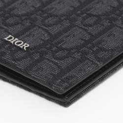 Pre Owned Dior Black Oblique Jacquard Bifold Wallet