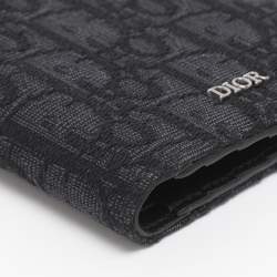 Pre Owned Dior Black Oblique Jacquard Bifold Wallet