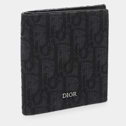 Pre Owned Dior Black Oblique Jacquard Bifold Wallet