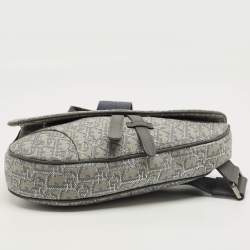 Pre Owned Dior Grey/Silver Oblique Jacquard Saddle Bag