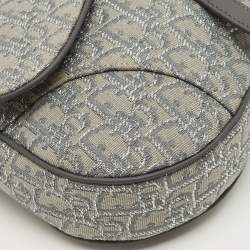 Pre Owned Dior Grey/Silver Oblique Jacquard Saddle Bag