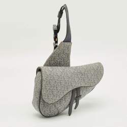 Pre Owned Dior Grey/Silver Oblique Jacquard Saddle Bag