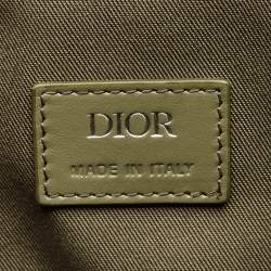 Pre Owned Dior Hit The Road Olive Green Diamond Coated Canvas and Leather Backpack