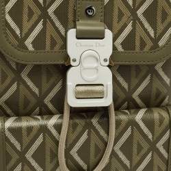 Pre Owned Dior Hit The Road Olive Green Diamond Coated Canvas and Leather Backpack