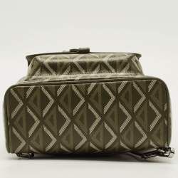 Pre Owned Dior Hit The Road Olive Green Diamond Coated Canvas and Leather Backpack