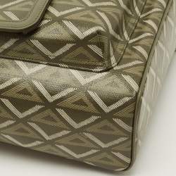 Pre Owned Dior Hit The Road Olive Green Diamond Coated Canvas and Leather Backpack