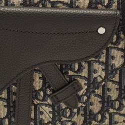 مملوكة مسبقًا Dior Saddle Navy Blue/Black Oblique Canvas and Leather Pouch Bag