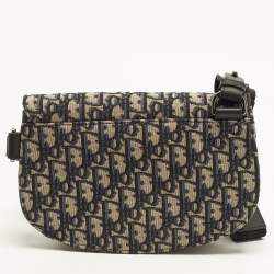 مملوكة مسبقًا Dior Saddle Navy Blue/Black Oblique Canvas and Leather Pouch Bag