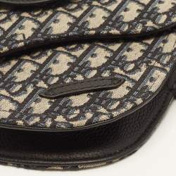 مملوكة مسبقًا Dior Saddle Navy Blue/Black Oblique Canvas and Leather Pouch Bag