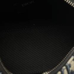 Pre Owned Dior Lingot 22 Navy Blue/Black Oblique Canvas and Leather Crossbody Bag