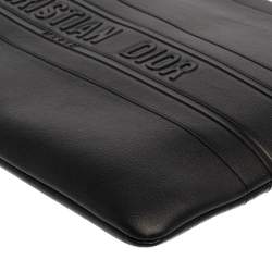 Dior Black Leather Medium Stripe Clutch