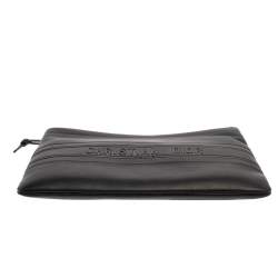 Dior Black Leather Medium Stripe Clutch
