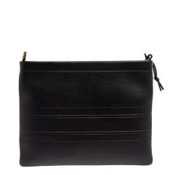 Dior Black Leather Medium Stripe Clutch