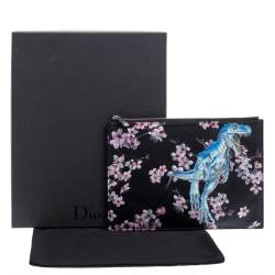 Dior x Sorayama Black Leather Large Zip Pouch