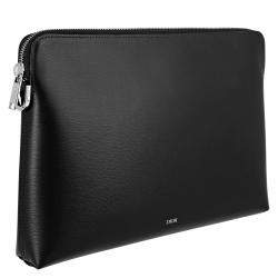 Dior Black Calf Leather Embossed Clutch Bag 