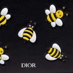 Dior x Kaws Black Leather Bee Bifold Wallet