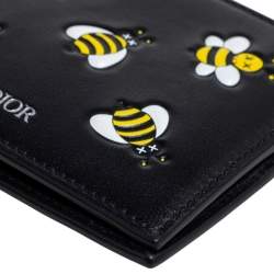 Dior x Kaws Black Leather Bee Bifold Wallet