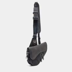 Dior Black Nylon and Leather Saddle Crossbody Bag