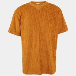 Dior Mustard Yellow Oblique Pattern Terry Cotton Relaxed Fit T-Shirt XL