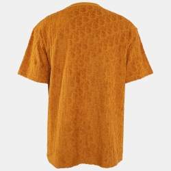 Dior Mustard Yellow Oblique Pattern Terry Cotton Relaxed Fit T-Shirt XL