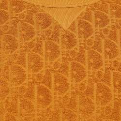 Dior Mustard Yellow Oblique Pattern Terry Cotton Relaxed Fit T-Shirt XL