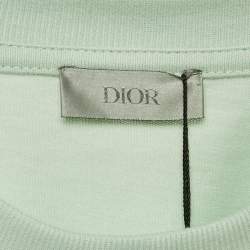Pre Owned Dior Homme Mint Green CD Diamond Embroidered Cotton T-Shirt XXS