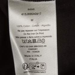 Pre Owned Christian Dior Homme Black Logo Print Cotton Knit Crew Neck T-Shirt M