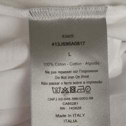 Pre Owned Christian Dior Homme White Logo Print Cotton Knit Crew Neck T-Shirt L