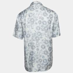Pre Owned Dior Homme Blue Hylton Nel Print Silk Short Sleeved Shirt S