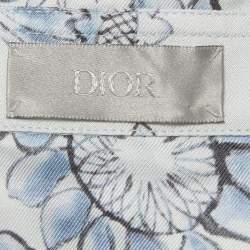 Pre Owned Dior Homme Blue Hylton Nel Print Silk Short Sleeved Shirt S