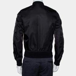مملوكة مسبقًا Dior Homme Atelier Black Synthetic Logo Tape Detail Bomber Jacket XS