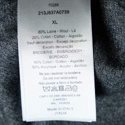 Dior Homme Black Striped Wool & Cotton Atelier Pocket Detail T-Shirt XL