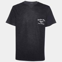Dior Homme Black Striped Wool & Cotton Atelier Pocket Detail T-Shirt XL