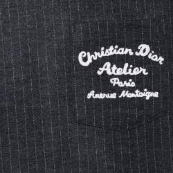 Dior Homme Black Striped Wool & Cotton Atelier Pocket Detail T-Shirt XL