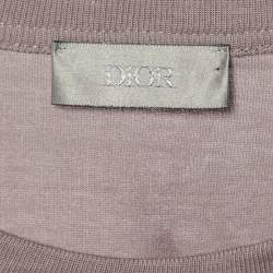 Pre Owned Dior Homme Mauve Purple Logo Embroidered Cotton Knit T-Shirt M