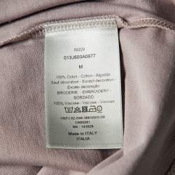 Pre Owned Dior Homme Mauve Purple Logo Embroidered Cotton Knit T-Shirt M