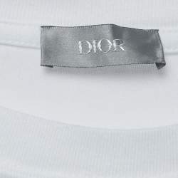 Pre Owned Dior Homme White Embroidered Cotton Half Sleeve T-Shirt S