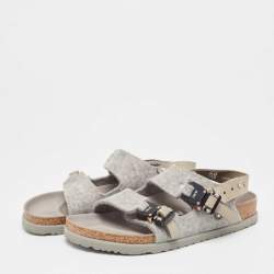 Dior Grey Fur Buckle Slingback Sandals Size 40