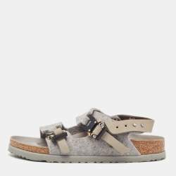 Dior Grey Fur Buckle Slingback Sandals Size 40